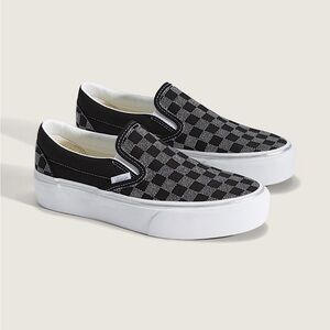 Vans Slip-On Black and Gray Checkerboard Sneakers